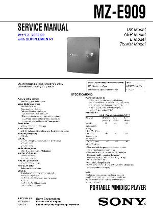 Сервисная инструкция Sony MZ-E909 ― Manual-Shop.ru