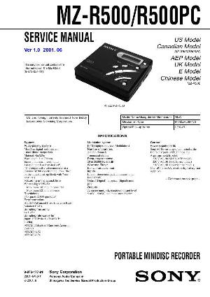 Сервисная инструкция Sony MZ-R500, MZ-R500PC ― Manual-Shop.ru