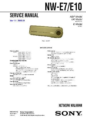 Сервисная инструкция Sony NW-E7, NW-E10 ― Manual-Shop.ru