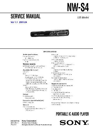 Сервисная инструкция Sony NW-S4 ― Manual-Shop.ru