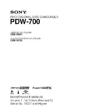 Сервисная инструкция Sony PDW-700 VOL.1 ― Manual-Shop.ru