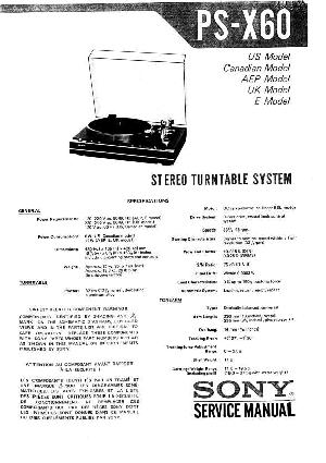 Сервисная инструкция Sony PS-X60 ― Manual-Shop.ru