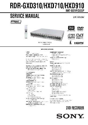 Сервисная инструкция Sony RDR-GXD310, RDR-HXD710, RDR-HXD910 ― Manual-Shop.ru