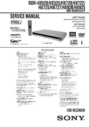 Сервисная инструкция Sony RDR-HX520, RDR-HX920 ― Manual-Shop.ru
