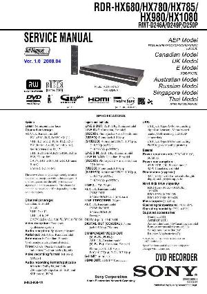 Сервисная инструкция Sony RDR-HX680, RDR-HX780, RDR-HX785, RDR-HX980, RDR-HX1080 ― Manual-Shop.ru