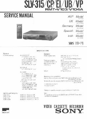 Сервисная инструкция Sony SLV-315 CP EI UB VP ― Manual-Shop.ru