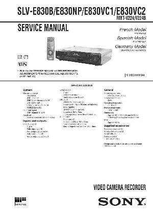 Сервисная инструкция Sony SLV-E830B, SLV-E830NP, SLV-E830VC1, SLV-E830VC2 ― Manual-Shop.ru