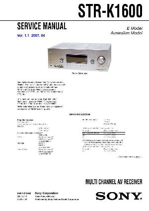 Сервисная инструкция Sony STR-K1600 ― Manual-Shop.ru