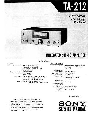 Сервисная инструкция Sony TA-212 ― Manual-Shop.ru