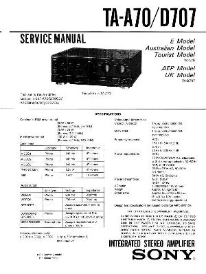 Сервисная инструкция Sony TA-A70 D707 ― Manual-Shop.ru