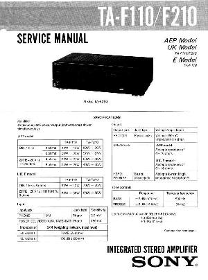 Сервисная инструкция Sony TA-F110, TA-F210 ― Manual-Shop.ru