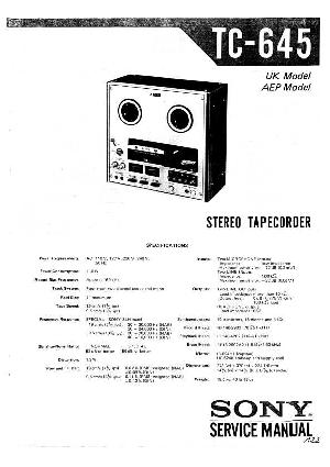 Сервисная инструкция Sony TC-645 ― Manual-Shop.ru
