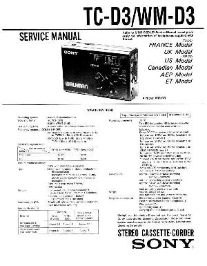 Сервисная инструкция Sony TC-D3, WM-D3 ― Manual-Shop.ru