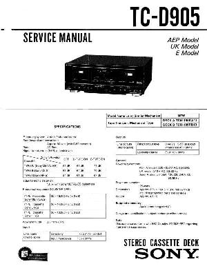 Сервисная инструкция Sony TC-D905 ― Manual-Shop.ru