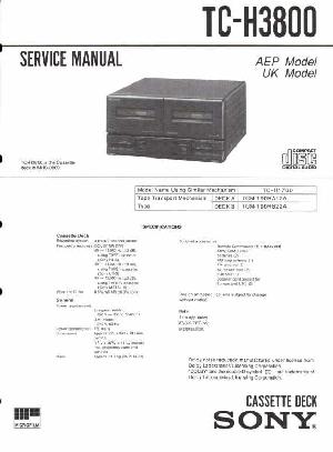 Сервисная инструкция Sony TC-H3800 ― Manual-Shop.ru