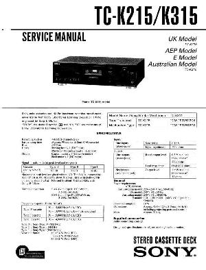 Сервисная инструкция Sony TC-K215, TC-K315 ― Manual-Shop.ru