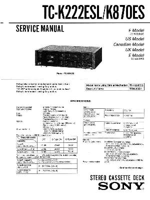 Сервисная инструкция Sony TC-K222ESL, TC-K870ES ― Manual-Shop.ru