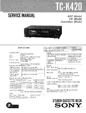 Сервисная инструкция Sony TC-K420 ― Manual-Shop.ru