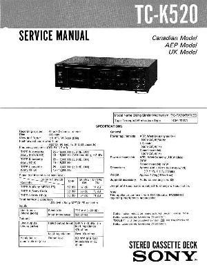 Сервисная инструкция Sony TC-K520 ― Manual-Shop.ru