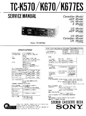 Сервисная инструкция Sony TC-K570, TC-K670, TC-K677ES ― Manual-Shop.ru