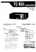 Сервисная инструкция Sony TC-K61