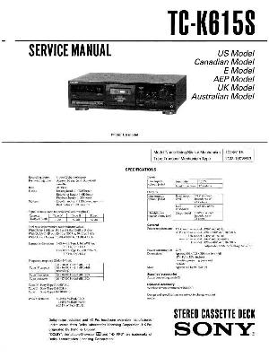 Сервисная инструкция Sony TC-K615S ― Manual-Shop.ru