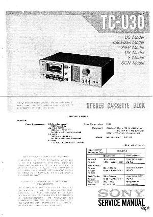 Сервисная инструкция Sony TC-U30 ― Manual-Shop.ru