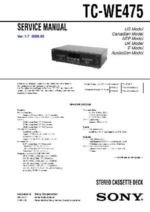 Сервисная инструкция Sony TC-WE475 ― Manual-Shop.ru