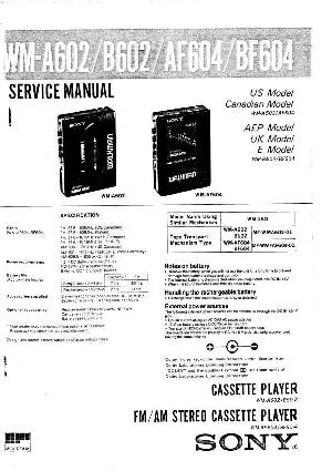 Сервисная инструкция Sony WM-A602, WM-B602, WM-AF604, WM-BF604 ― Manual-Shop.ru