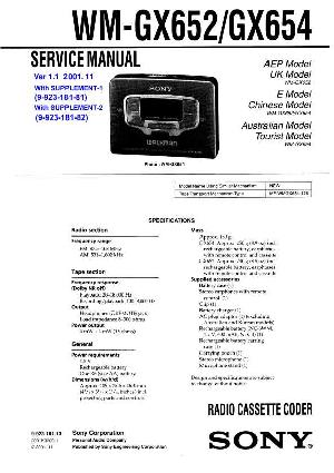 Сервисная инструкция Sony WM-GX652, WM-GX654 ― Manual-Shop.ru