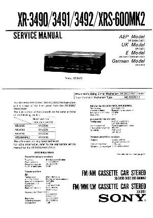 Сервисная инструкция Sony XR-3490, XR-3491, XR-3492, XRS-600MK2 ― Manual-Shop.ru