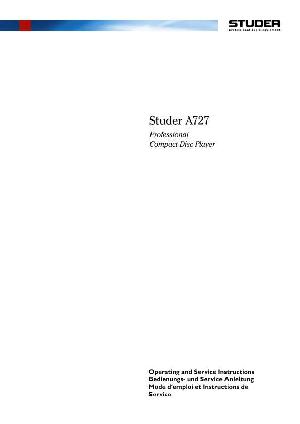 Сервисная инструкция Studer (Revox) A727 ― Manual-Shop.ru