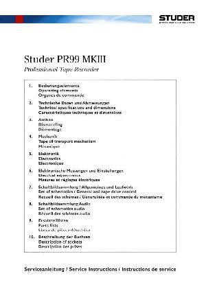 Сервисная инструкция Studer (Revox) PR99MK3  ― Manual-Shop.ru