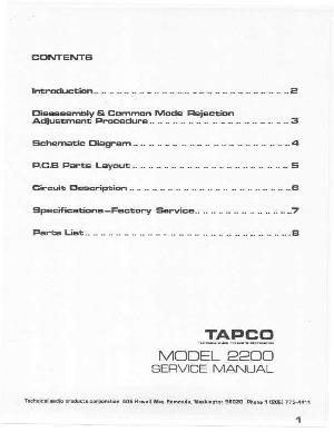 Сервисная инструкция Tapco 2200 ― Manual-Shop.ru