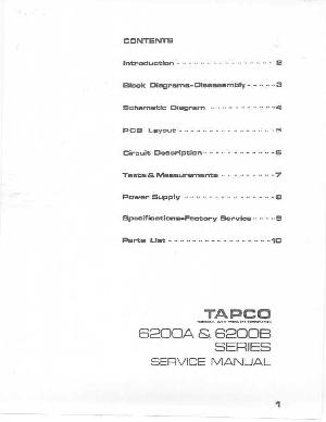 Сервисная инструкция Tapco 6200A, 6200B ― Manual-Shop.ru