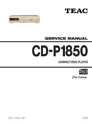 Сервисная инструкция Teac CD-P1850 ― Manual-Shop.ru