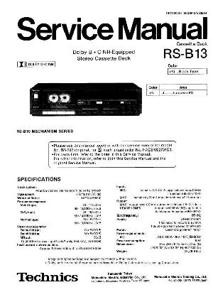 Сервисная инструкция Technics RS-B13 ― Manual-Shop.ru