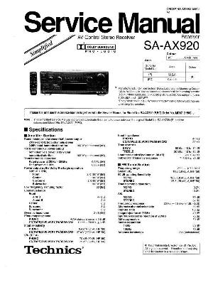 Сервисная инструкция Technics SA-AX920 ― Manual-Shop.ru