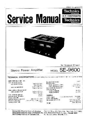 Сервисная инструкция Technics SE-9600 ― Manual-Shop.ru