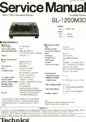 Сервисная инструкция Technics SL-1200M3D ― Manual-Shop.ru