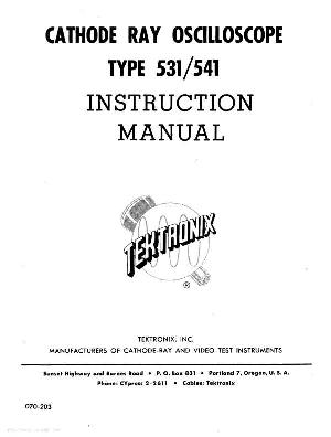 Сервисная инструкция Tektronix 531 541 Oscilloscope ― Manual-Shop.ru