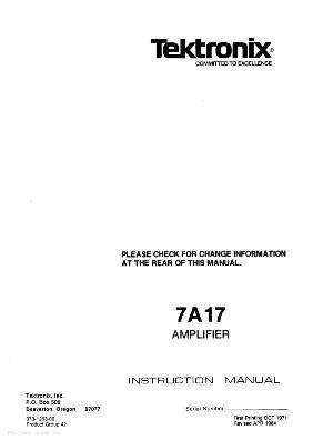 Сервисная инструкция Tektronix 7A17 AMPLIFIER ― Manual-Shop.ru