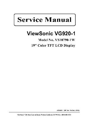 Сервисная инструкция Viewsonic VG920-1 (VS10790-1W) ― Manual-Shop.ru