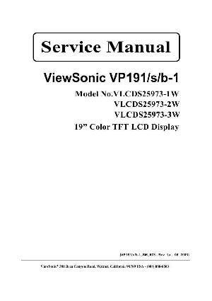 Сервисная инструкция Viewsonic VP191, VP191S, VP191B-1 (VLCDS25973-1W, 2W, 3W) ― Manual-Shop.ru