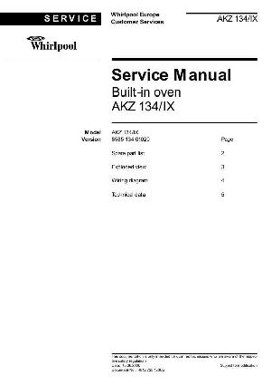 Сервисная инструкция Whirlpool AKZ-134 ― Manual-Shop.ru