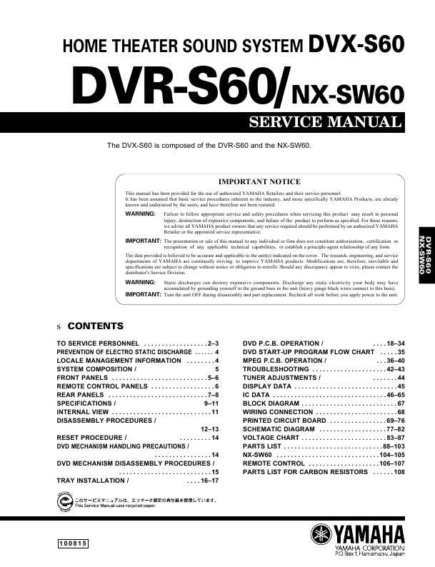 Yamaha Dvr-s60  -  2