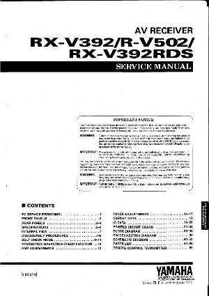 Сервисная инструкция Yamaha RX-V392, R-V502, RX-V392RDS  ― Manual-Shop.ru
