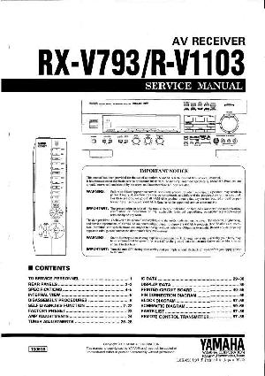 Сервисная инструкция Yamaha RX-V793, R-V1103 ― Manual-Shop.ru
